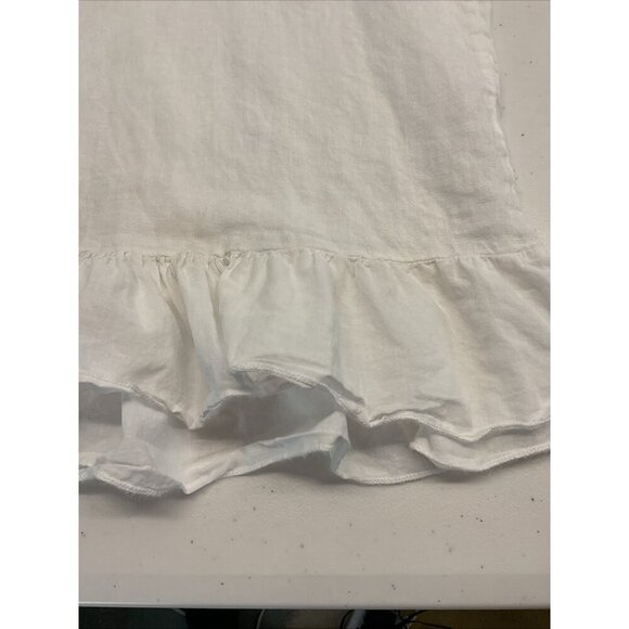 Terzo Millennio Italy 100% Linen Ruffle Top White Minimalist Coastal oversize SM - Picture 7 of 10